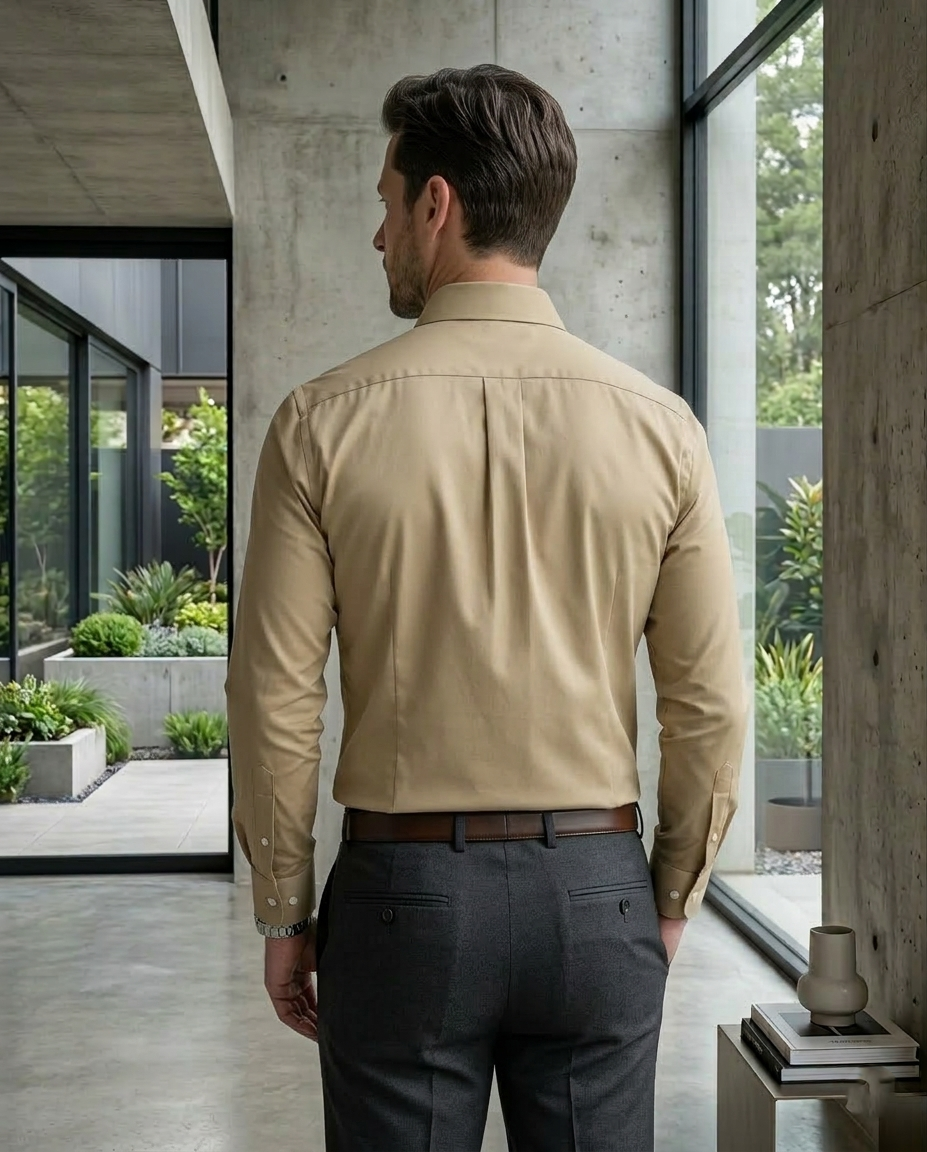 Khaki Formal Shirt for Men | Premium Cotton Blend