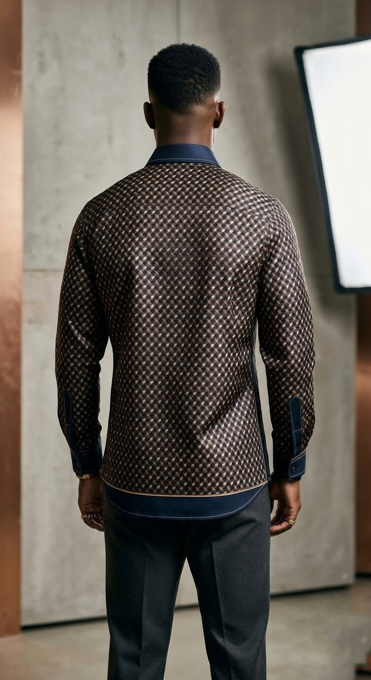 Men’s Designer Engineered Silk-Sateen Scarf-Print Shirt