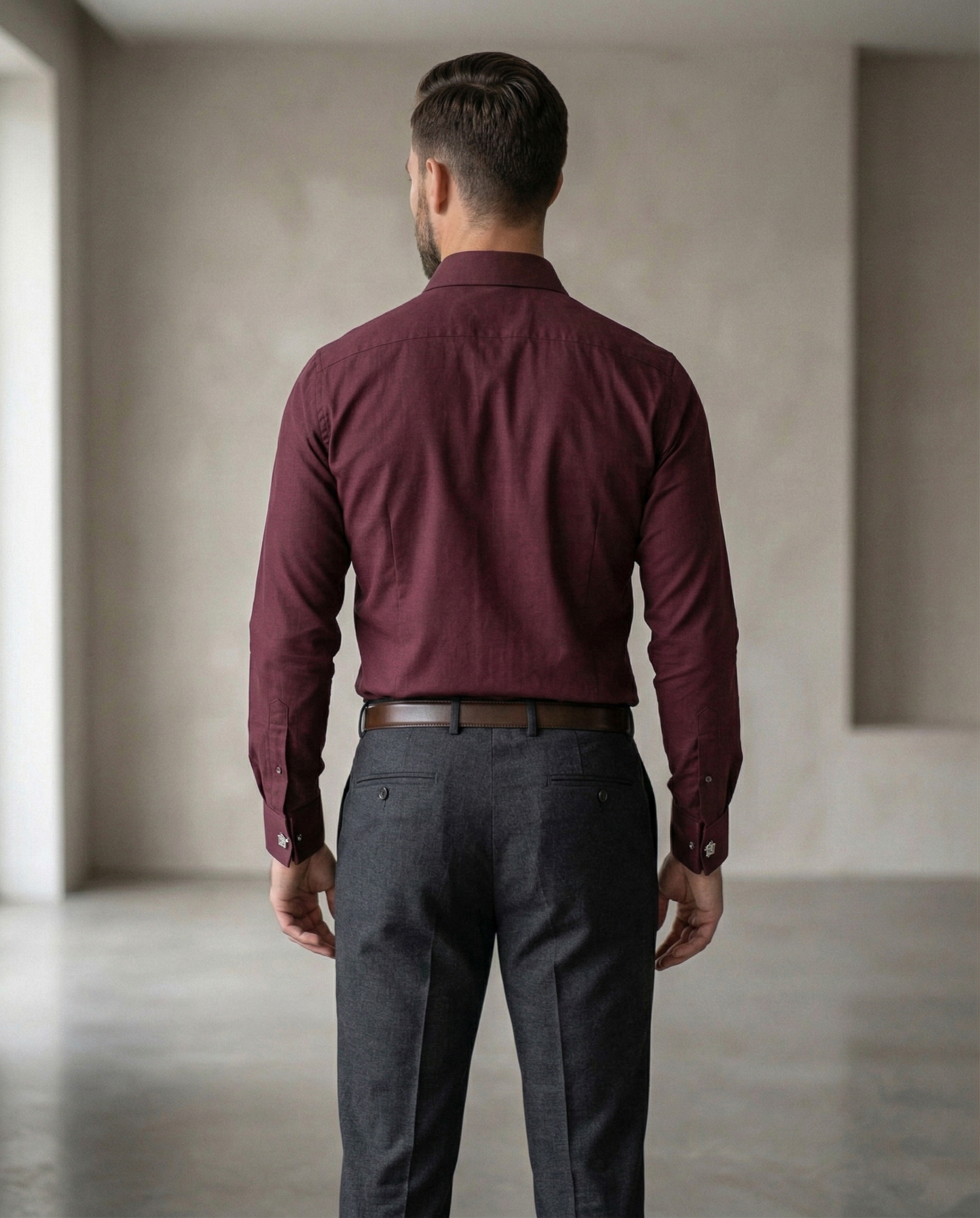 Wine Color Formal Shirt for Men | Premium Cotton Blend Regular Fit