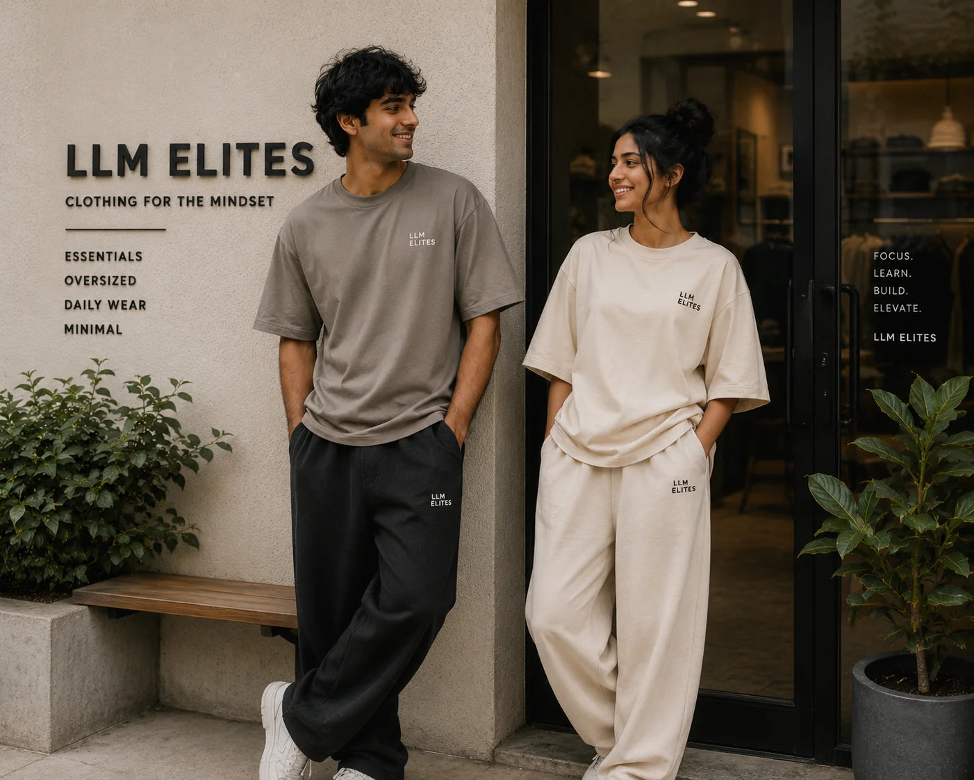 Oversized Co-Ord Set – Premium Cotton Relaxed Fit T-Shirt & Jogger Lounge Wear Set