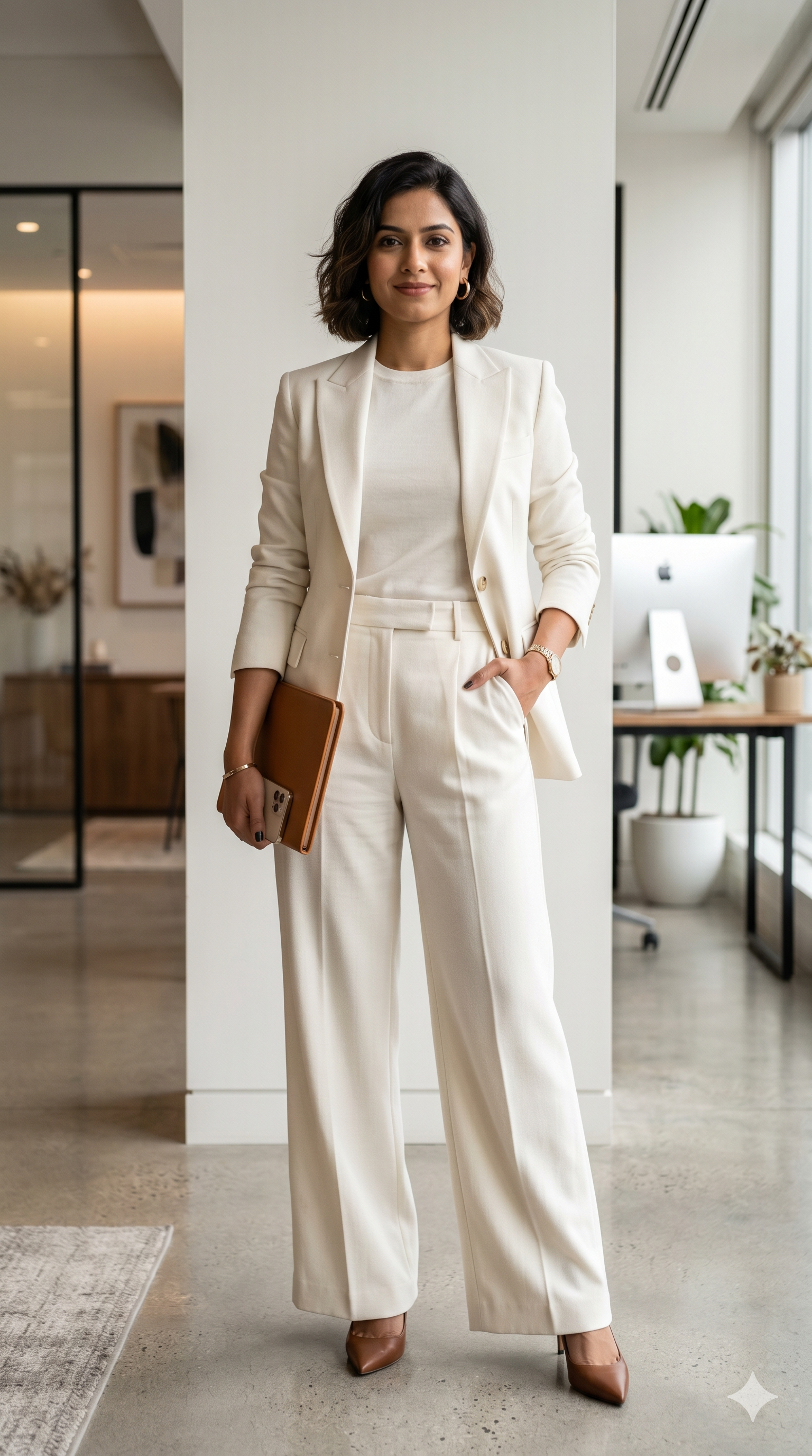 Italian Off-White Formal Trousers for Women