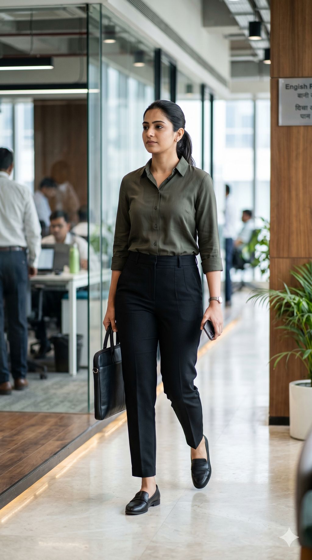 Women's Premium Black Formal Trousers.