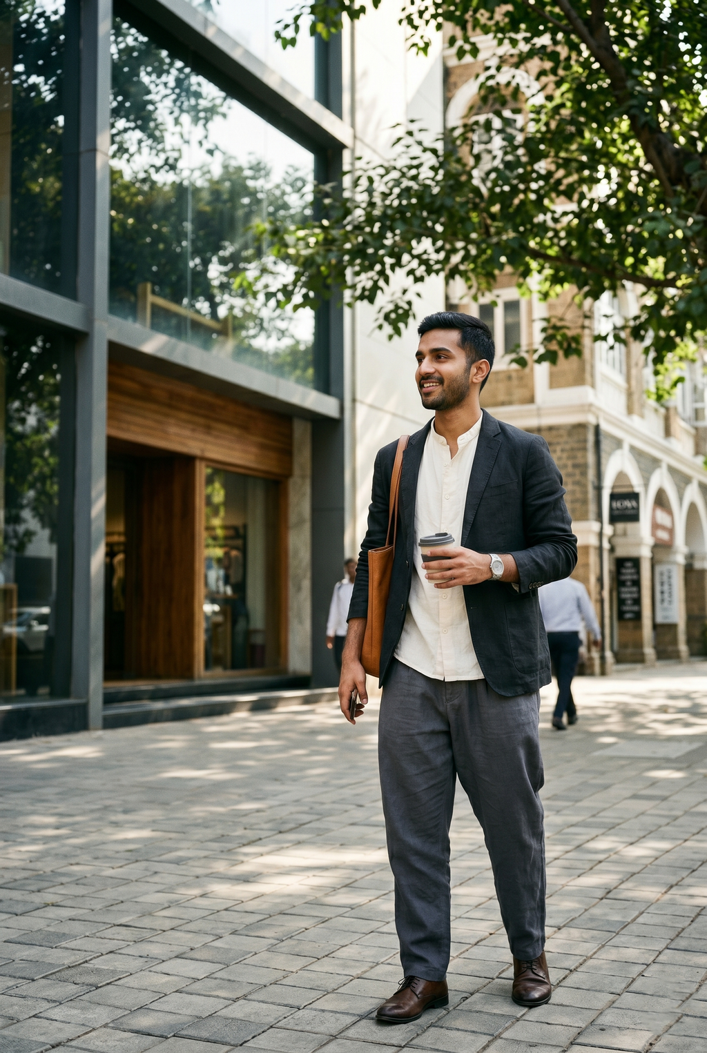 Men's Charcoal Grey Smart Casual Blazer with Relaxed Fit Trousers