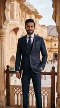 Men's Premium Navy Blue 3-Piece Formal Suit Set | Blazer, Waistcoat & Trousers | Business, Wedding & Corporate Wear for Men
