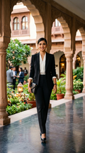 Women's Premium Black Formal Pant Suit Set | Tailored Blazer & Trousers Co-Ord | Professional Office Wear for Business, Meetings & Corporate Events