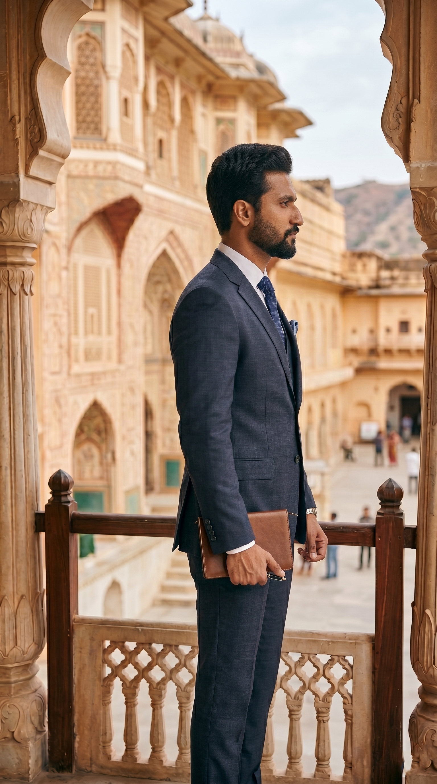 Men's Premium Navy Blue 3-Piece Formal Suit Set | Blazer, Waistcoat & Trousers | Business, Wedding & Corporate Wear for Men