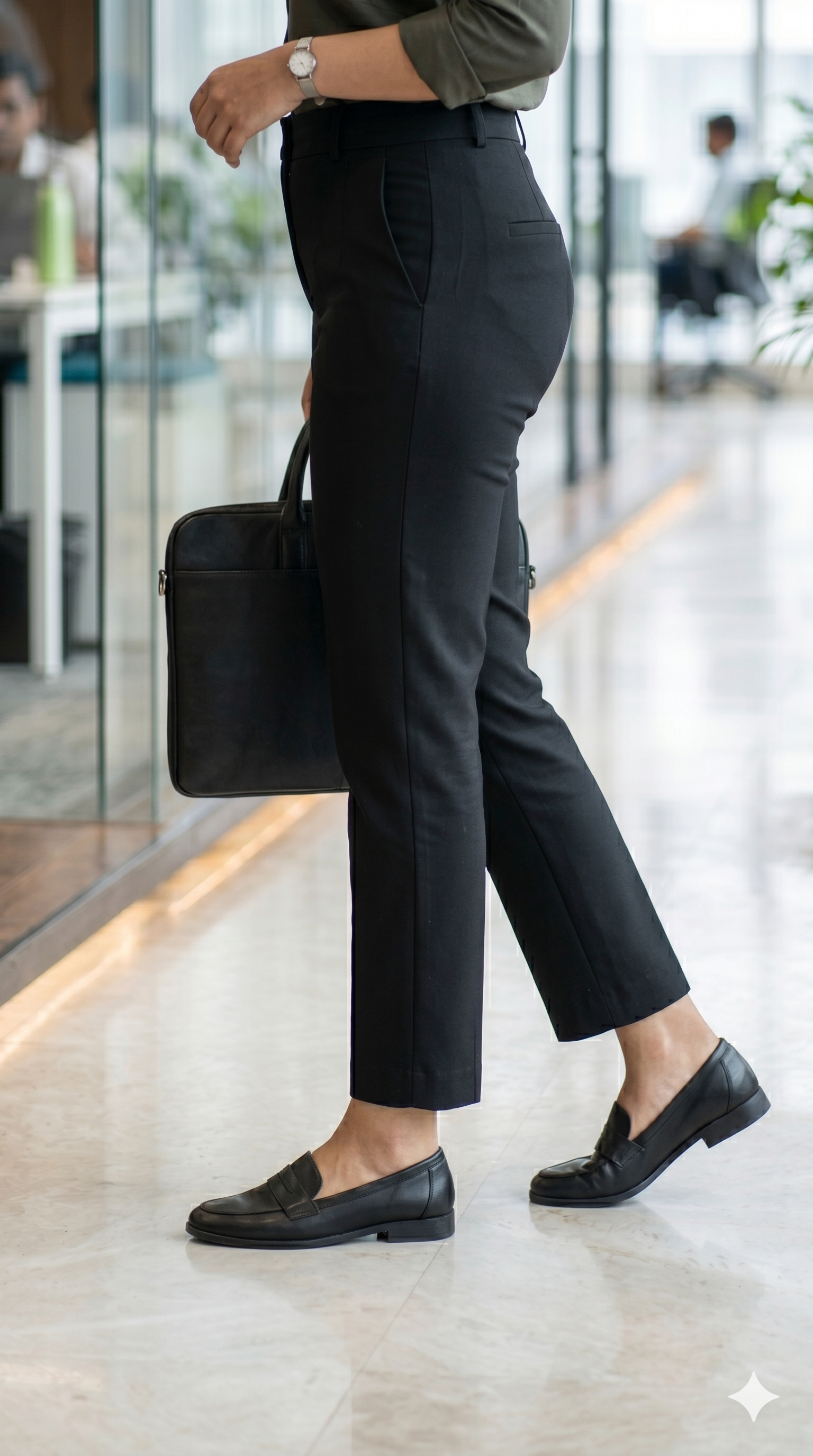 Women's Premium Black Formal Trousers.